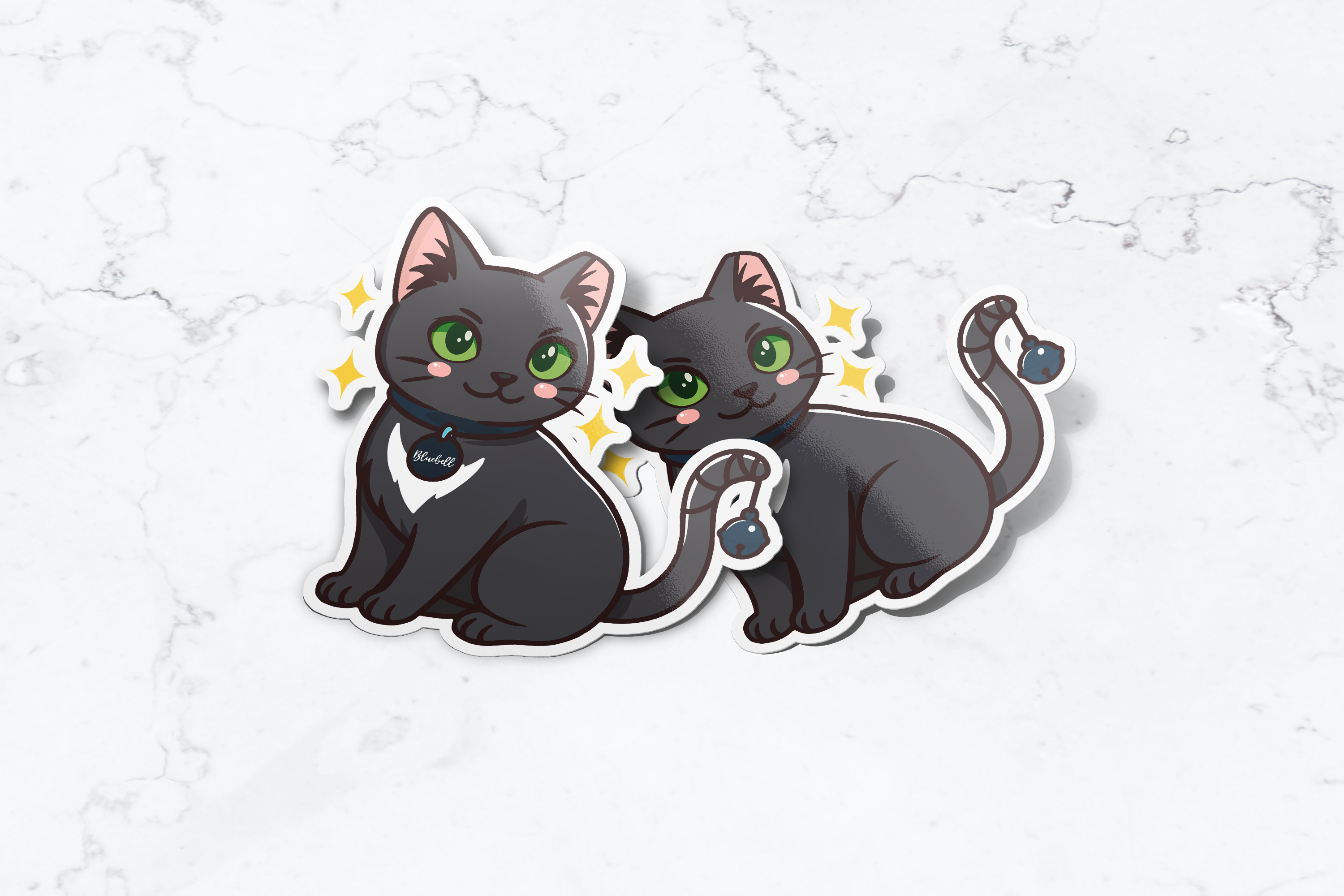 BlueBell Cat Sticker (Glitter)