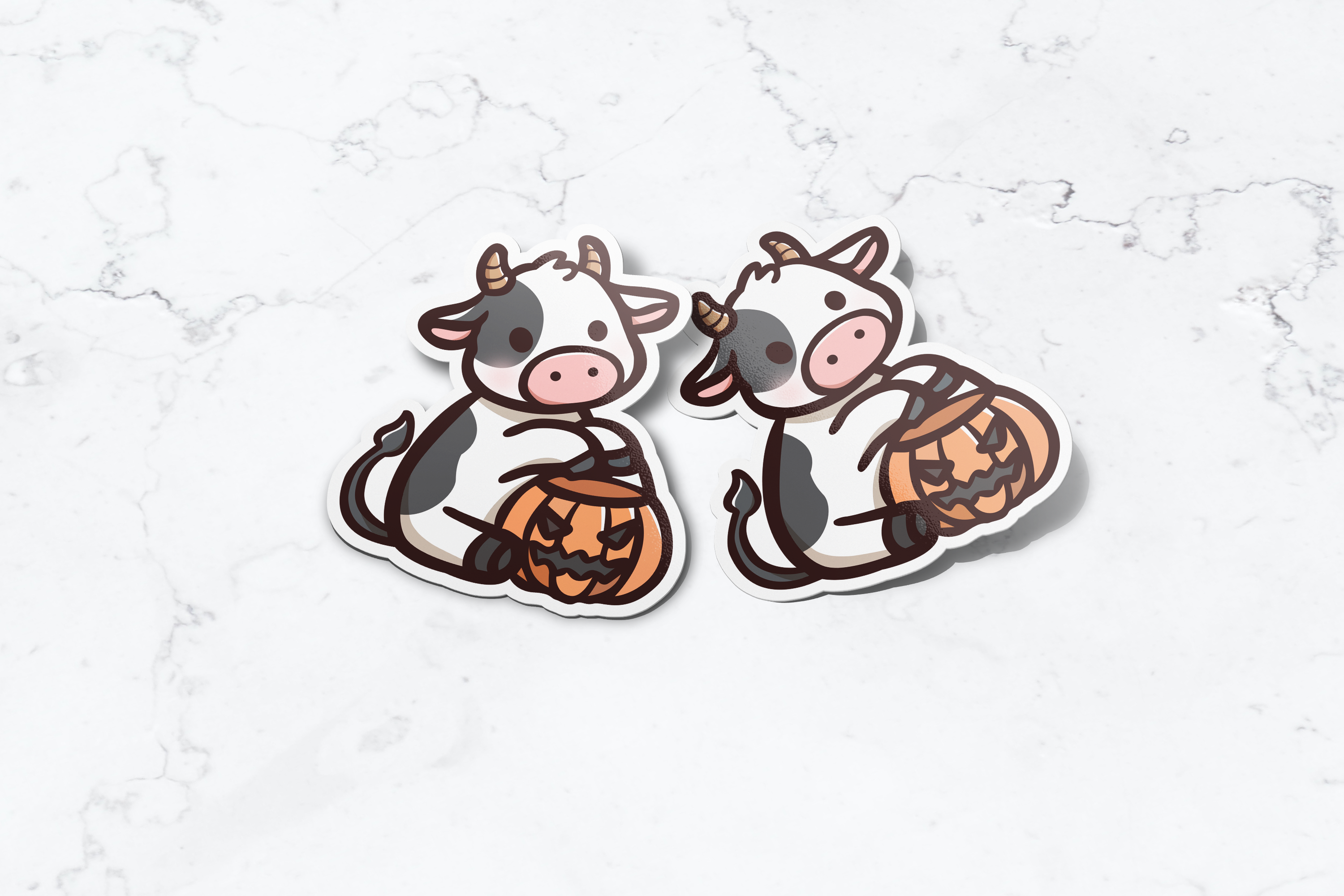 Cow with Pumpkin Sticker