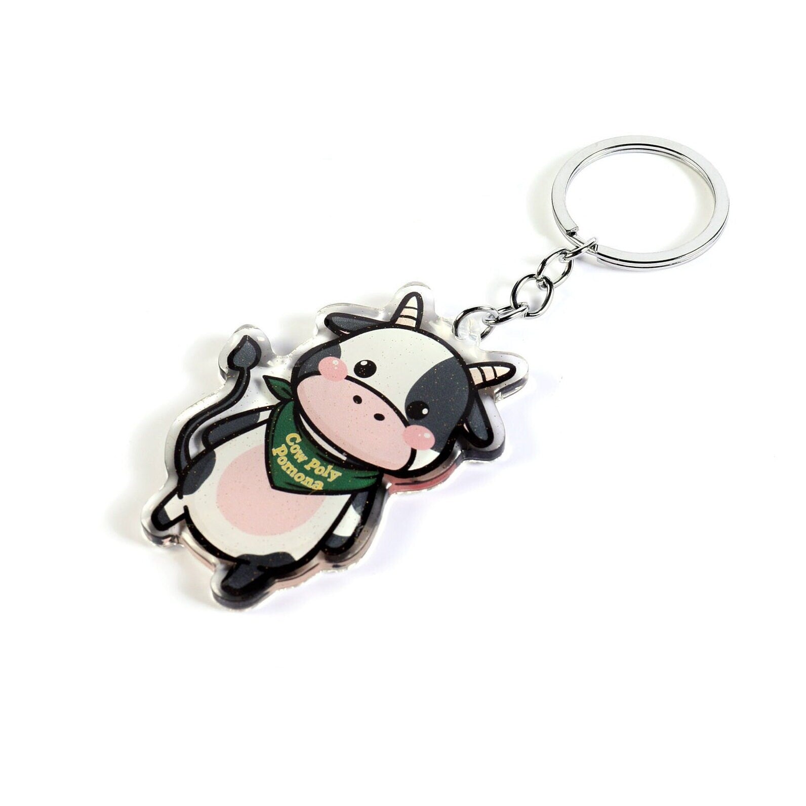 Cow Poly Epoxy Keychain