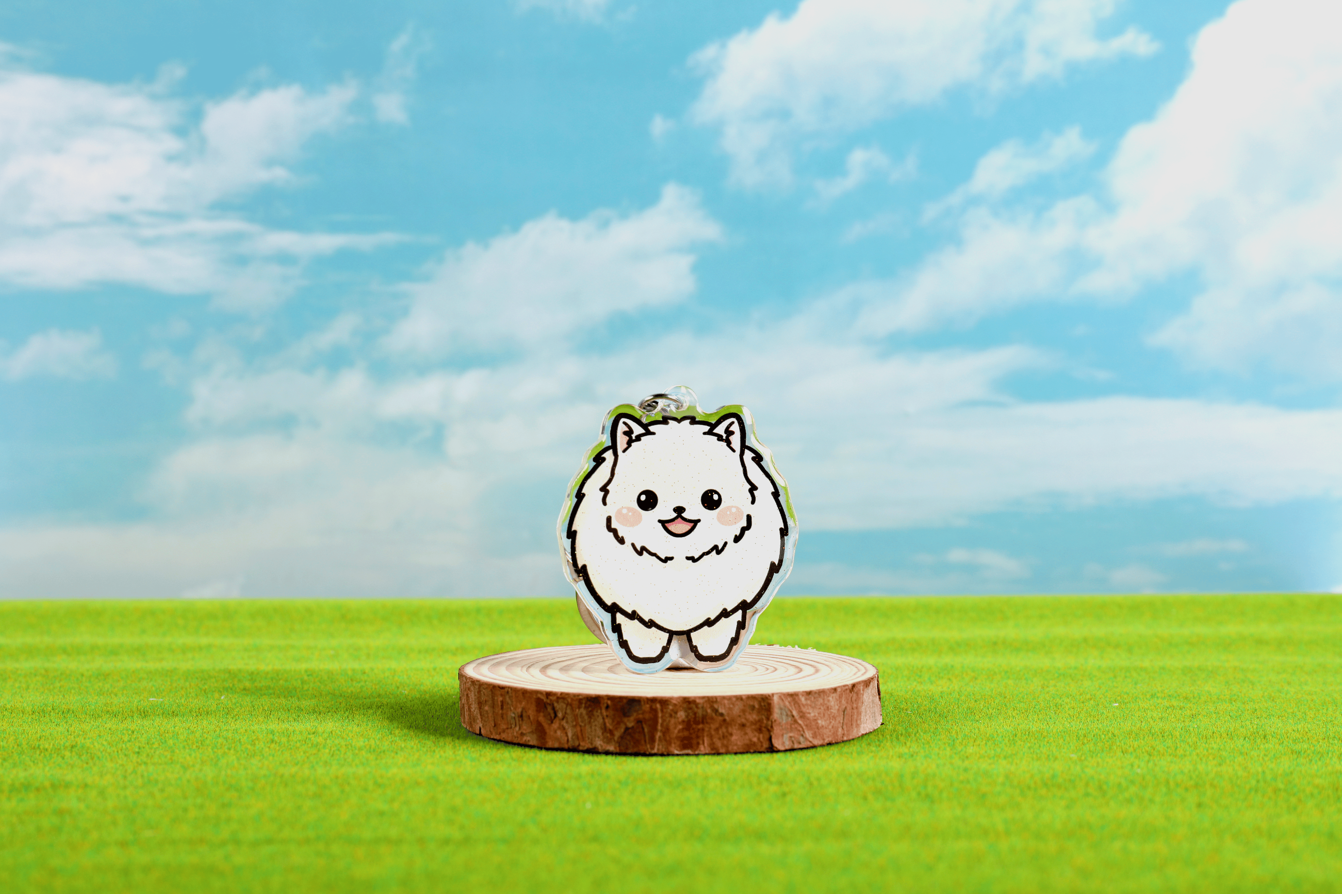 Pomeranian Epoxy Keychain
