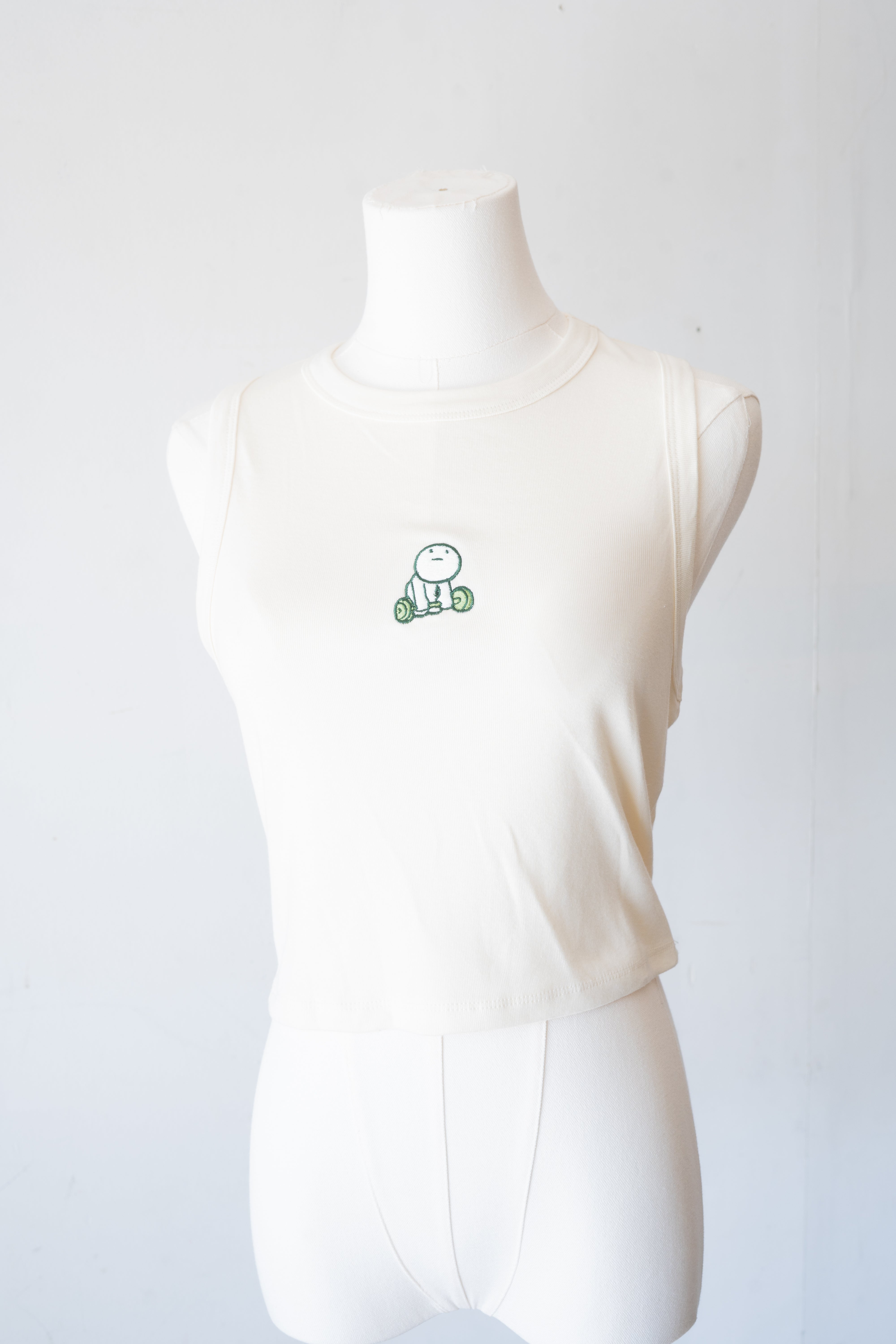 Weight-Lifting Smiski Tank Top (Cream)